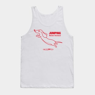 Miniature Dachshund JUMPING -Red- Tank Top